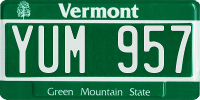 VT license plate YUM957