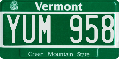 VT license plate YUM958