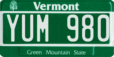 VT license plate YUM980