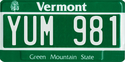 VT license plate YUM981