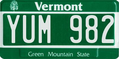 VT license plate YUM982