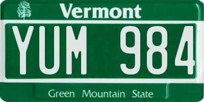 VT license plate YUM984