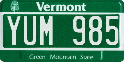 VT license plate YUM985