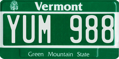 VT license plate YUM988