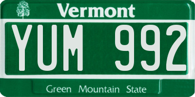 VT license plate YUM992