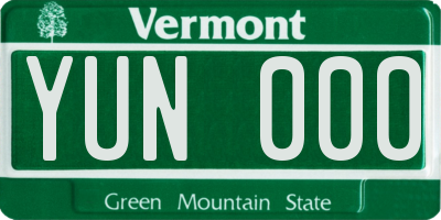 VT license plate YUN000
