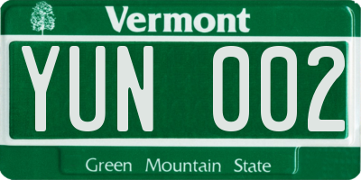VT license plate YUN002