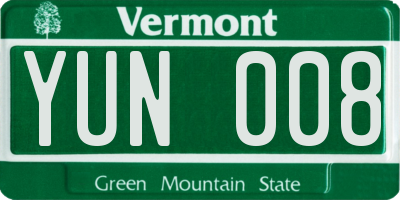 VT license plate YUN008