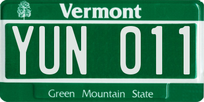 VT license plate YUN011