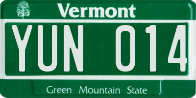 VT license plate YUN014