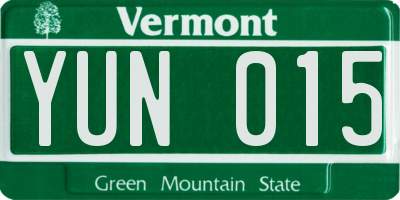 VT license plate YUN015
