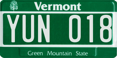 VT license plate YUN018