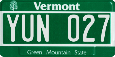 VT license plate YUN027
