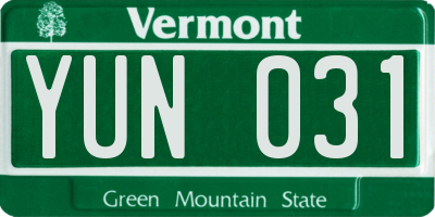 VT license plate YUN031