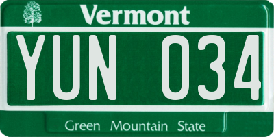 VT license plate YUN034