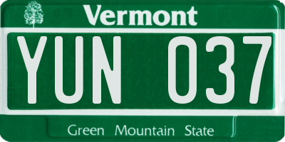VT license plate YUN037
