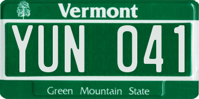 VT license plate YUN041