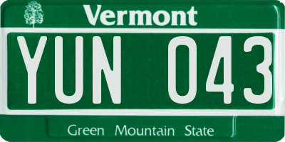 VT license plate YUN043