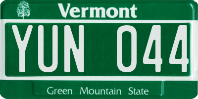 VT license plate YUN044