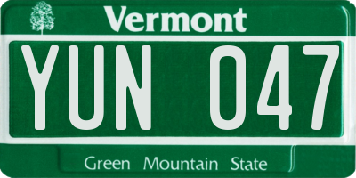 VT license plate YUN047