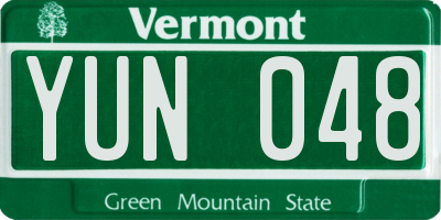 VT license plate YUN048