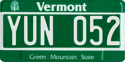 VT license plate YUN052