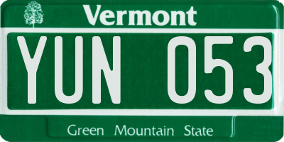 VT license plate YUN053