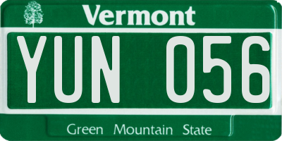 VT license plate YUN056