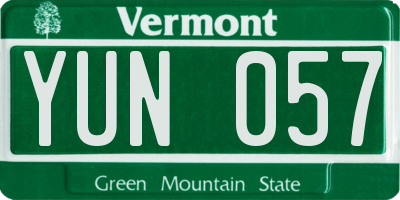 VT license plate YUN057