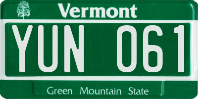 VT license plate YUN061