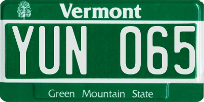 VT license plate YUN065