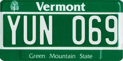 VT license plate YUN069