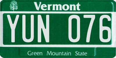 VT license plate YUN076