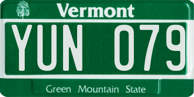 VT license plate YUN079
