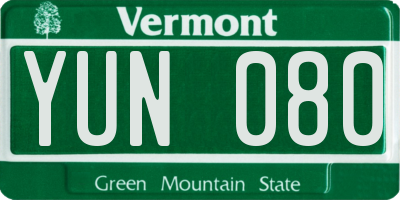 VT license plate YUN080