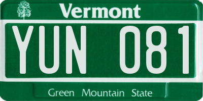 VT license plate YUN081
