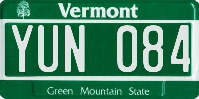 VT license plate YUN084