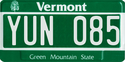 VT license plate YUN085