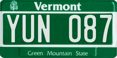 VT license plate YUN087
