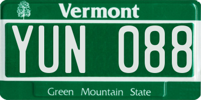 VT license plate YUN088
