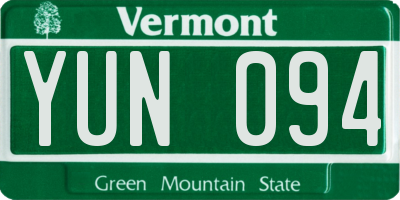 VT license plate YUN094