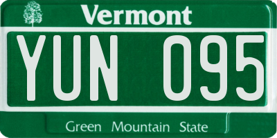 VT license plate YUN095
