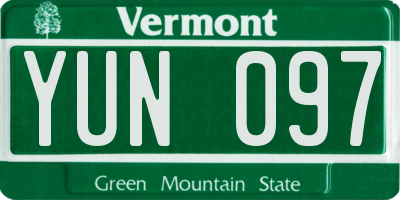 VT license plate YUN097