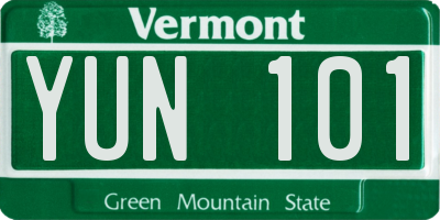 VT license plate YUN101