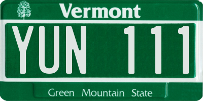 VT license plate YUN111