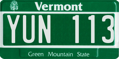 VT license plate YUN113