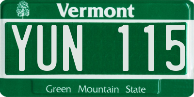 VT license plate YUN115