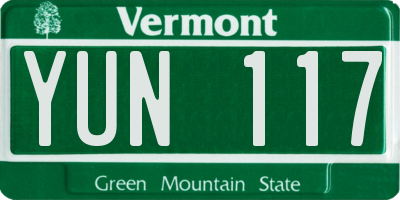 VT license plate YUN117