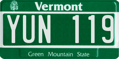 VT license plate YUN119