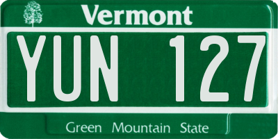 VT license plate YUN127